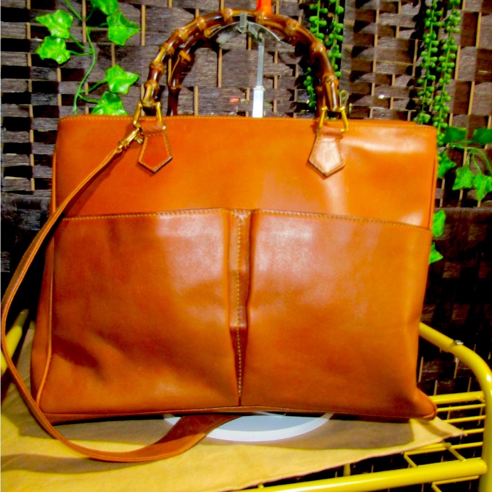 🔥EUC GUCCI DIANA BAMBOO LARGE WITH CROSSBODY STRAP CARMEL BROWN
